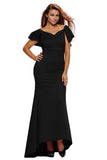 Gorgeous Ruffle Accent Hot Black Party Gown