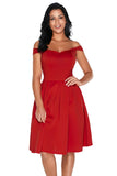 Red Foldover Off Shoulder Sweet Homecoming Dress