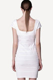 White Square Neck Front-back Full-length Zip Bandage Dress