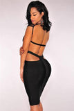 Black Cut Out Peep Hole Bandage Dress