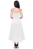 White High-shine High-low Party Evening Dress