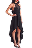 Black Sheer Mesh Decolletage Hi-low Party Dress