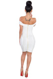 Gold Chain Crisscross Lace up White Bandage Dress