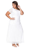 White Plus Size Lace Party Gown
