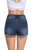 Dark Blue Faded Destroyed Denim Mini Shorts