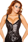 Silver Steampunk Ruffled Brocade Corset Top