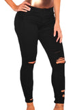 Black Denim Destroyed Ankle Length Skinny Jeans