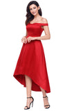 Red High-shine High-low Party Evening Dress