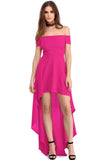 Rosy High Low Hem Off Shoulder Party Dress