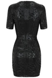 Noble Celebrity Foil Print Black Bandage Dress