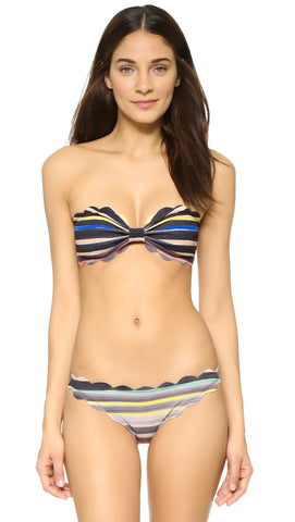 Scallop Edge Multicolor Striped Bikini