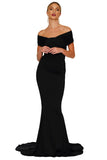 Black Off-shoulder Mermaid Wedding Party Gown