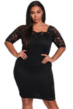 Black Plus Size Floral Lace Bodycon Dress