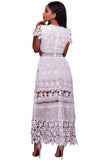 White Lace Hollow Out Long Party Dress