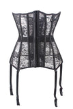 Elegant Black 14 Plastic Boned Lace Hollow-out Waist Trainer