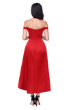 Red High-shine High-low Party Evening Dress