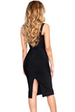 Black High Neck Hollow-out Bandage Dress