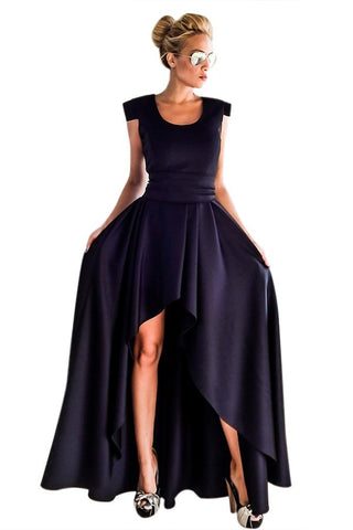 Navy Sophisticated Party Queen High Low Dress