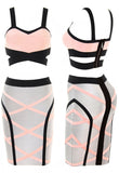 Pink and Grey Bandage Dress