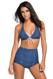 Navy Faux Denim High Rise Bottom Swimwear