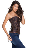 14 Steel Bones Brown Steampunk Corset with Thong