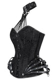 Black Gothic Steel Boned Overbust Corset with Neck Gear