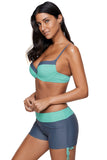 Mint Grey Bicolor Patchwork Underwired Bikini Swimsuit