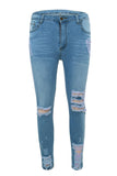 Light Blue Denim Destroyed Ankle Length Skinny Jeans