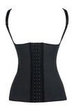 Black Steel Boned Latex Waist Trainer Vest