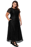 Black Plus Size Lace Party Gown