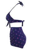 Anchor Print Navy Retro High Waist 2 Pieces Swimsuits